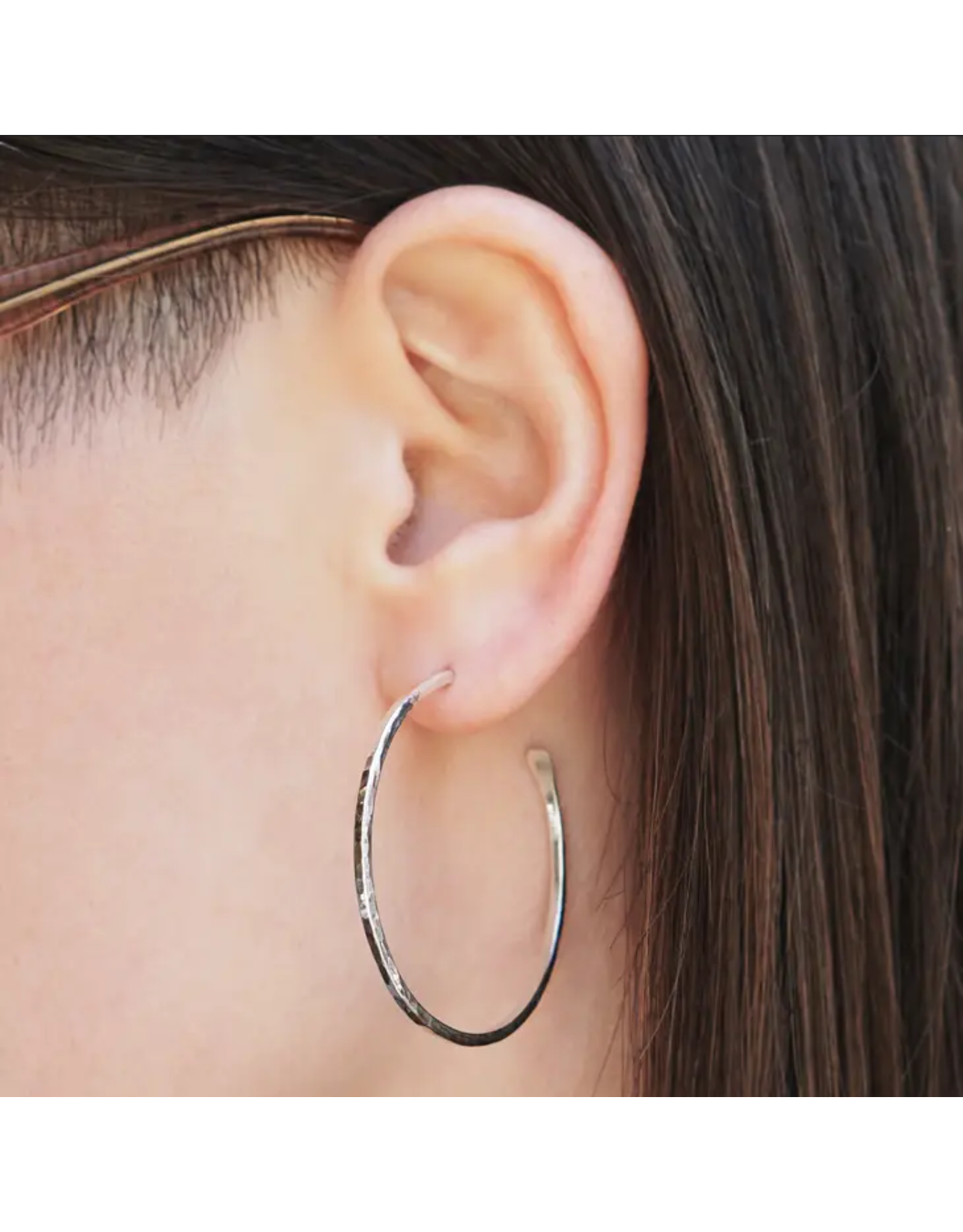 Nina Designs Sterling Silver Hammer Finish Hoop Earrings