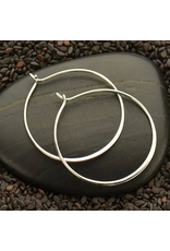 Nina Designs Sterling Silver Half Hammered Circle Earring Hoops