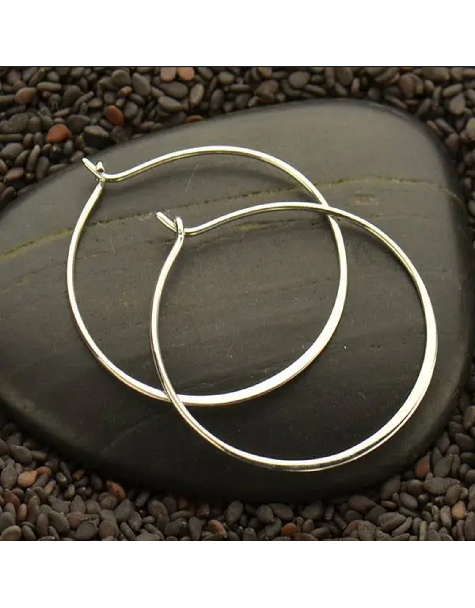 Nina Designs Sterling Silver Half Hammered Circle Earring Hoops