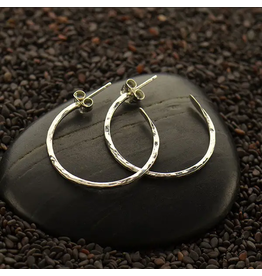 Nina Designs Sterling Silver Hammer Finish Hoop Earrings