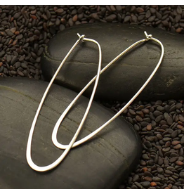 Nina Designs Sterling Silver Long Oval  Hoop Earrings