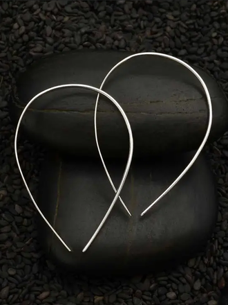 Nina Designs Sterling Silver Wire Teardrop Hoop Earrings