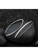 Nina Designs Sterling Silver Long Marquis Hook Earrings