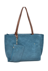 Blue Suede Tote Bag with Additional Shoulder Bag