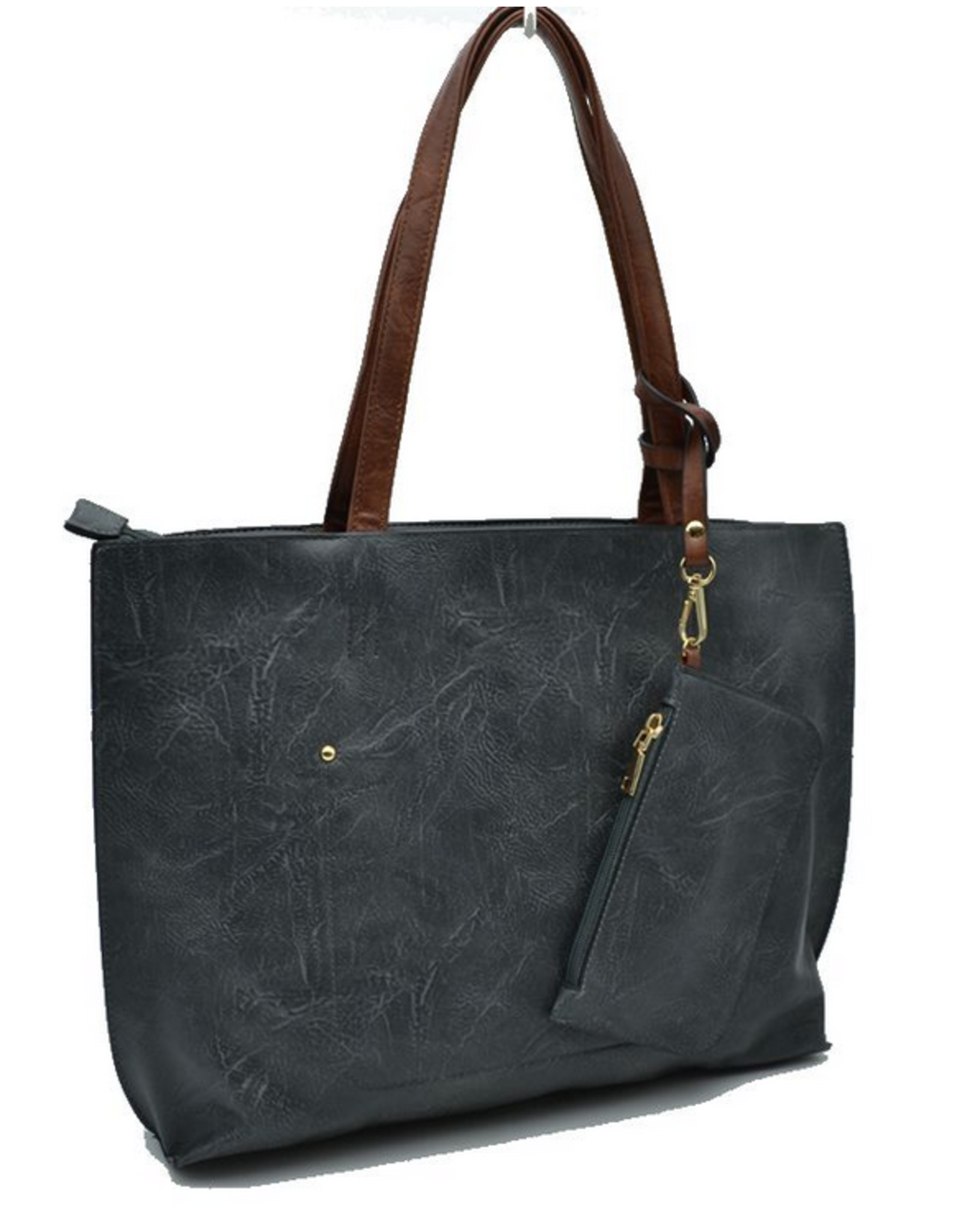 Blue Suede Tote Bag with Additional Shoulder Bag