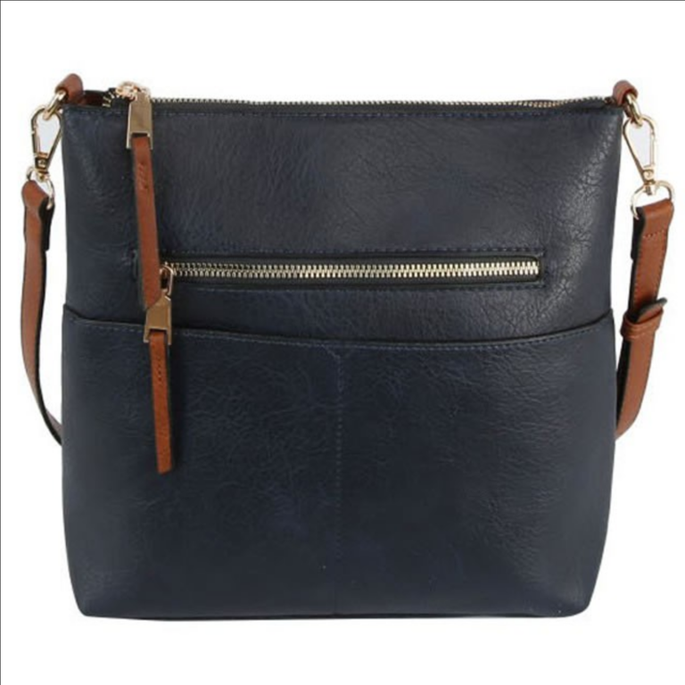 Blue Suede Front Pocket Crossbody