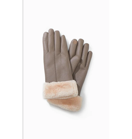 Look By M Faux Leather Gloves with Faux Fur Trim