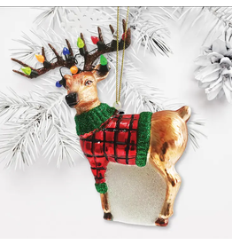 Ornamentally You Festive Reindeer Glass Christmas Ornament Figurine
