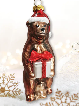 Ornamentally You Grizzly Bear  Glass Ornament