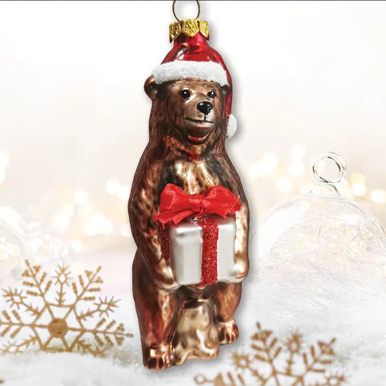 Ornamentally You Grizzly Bear  Glass Ornament