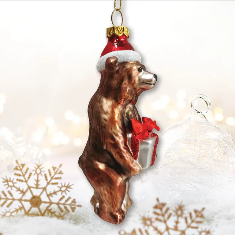 Ornamentally You Grizzly Bear  Glass Ornament