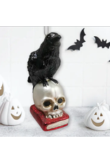 Ornamentally You Raven On Skull and Book Glass Ornament