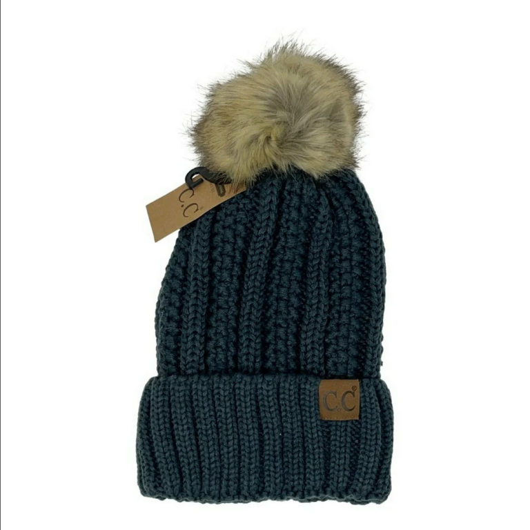 CC Fuzzy Lined Pom Pom Hat