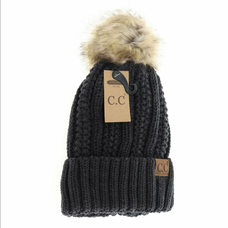 CC Fuzzy Lined Pom Pom Hat