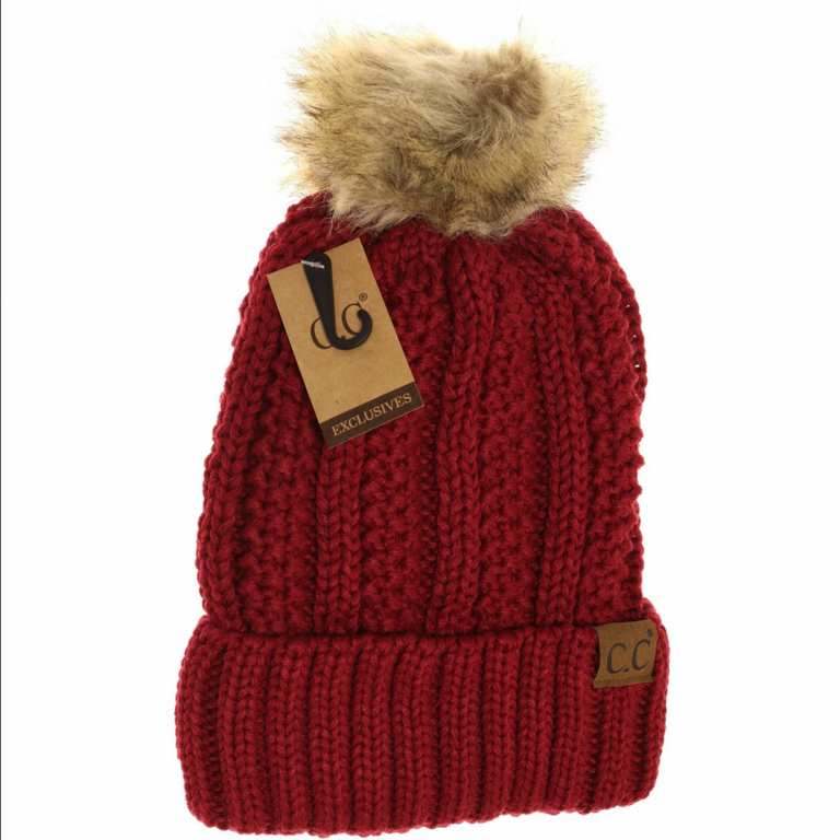 CC Fuzzy Lined Pom Pom Hat