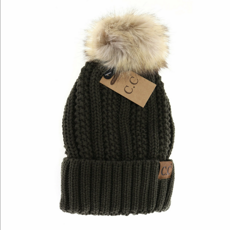 CC Fuzzy Lined Pom Pom Hat