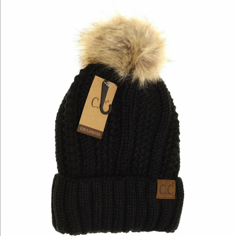CC Fuzzy Lined Pom Pom Hat