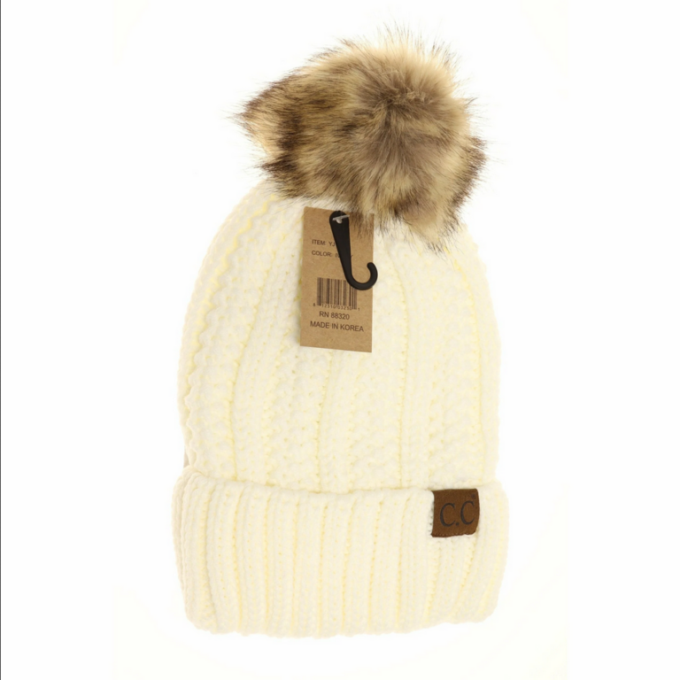 CC Fuzzy Lined Pom Pom Hat