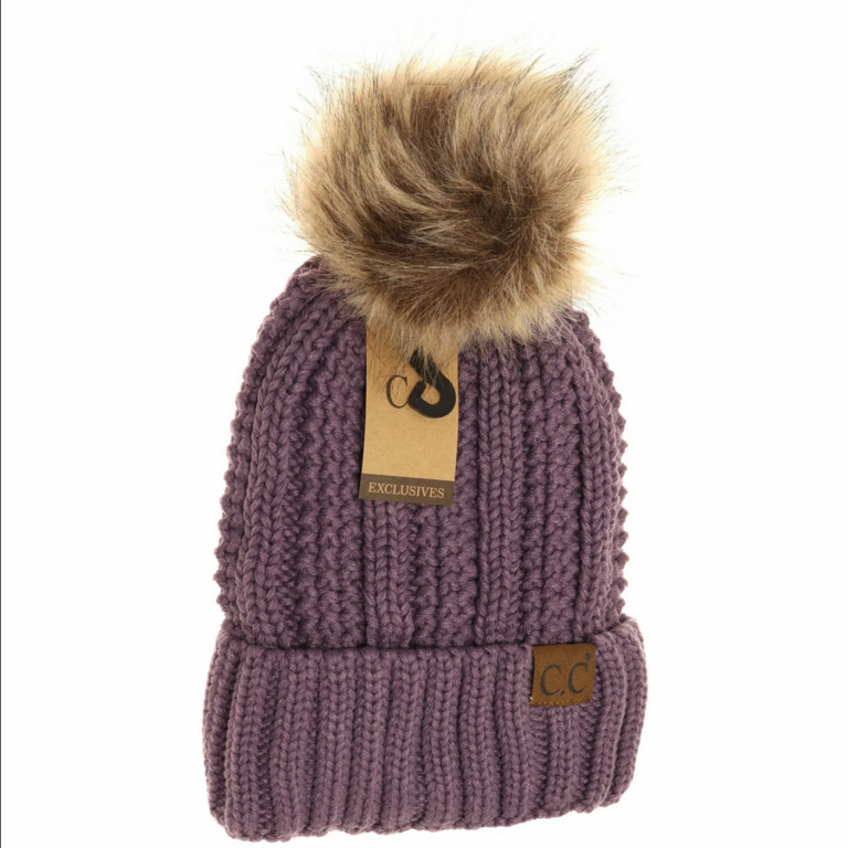 CC Fuzzy Lined Pom Pom Hat