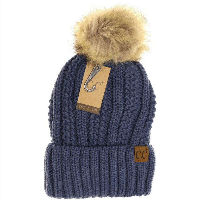 CC Fuzzy Lined Pom Pom Hat