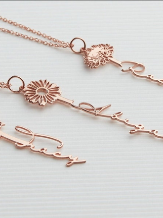 Personalized Custom Birth Flower Name Necklace Personalized Custom Birth Flower Name Necklace