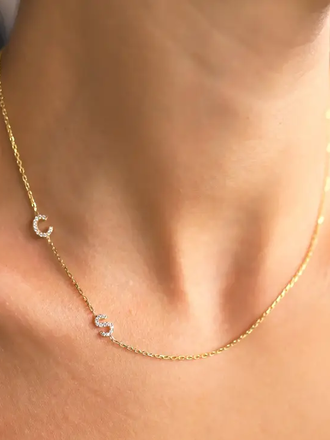 Personalized Pave Sideways Initial Necklace Personalized Pave Sideways Initial Necklace