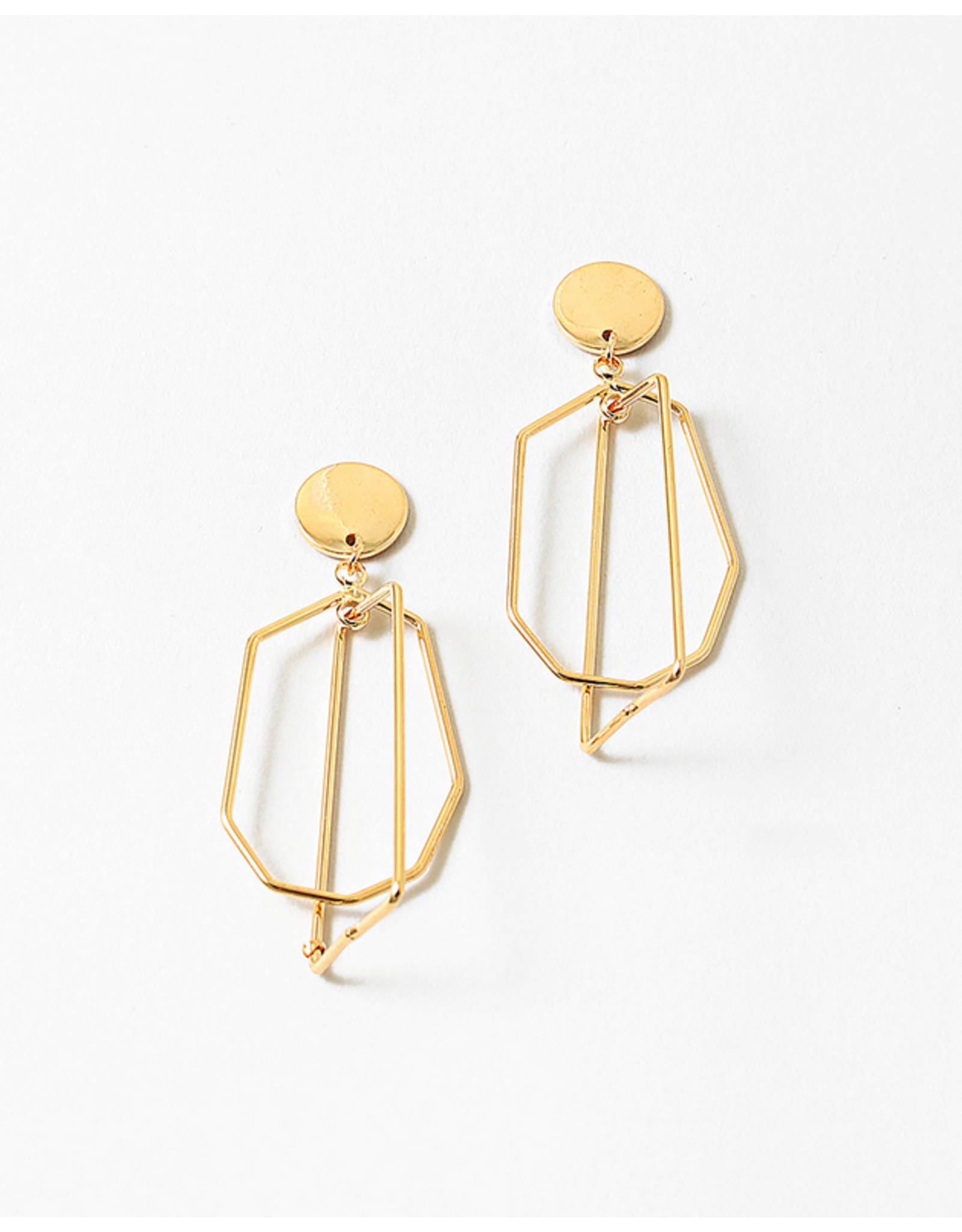 Blue Suede Jewels Gold Geometric Dangle Earrings