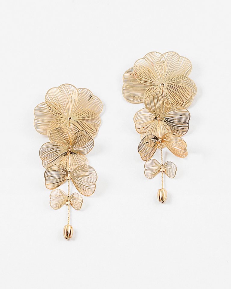 Blue Suede Jewels Flower Statement Earrings