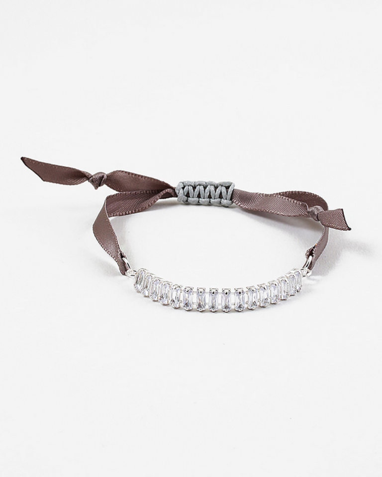 Blue Suede Jewels Crystal & Ribbon Statement Bracelet