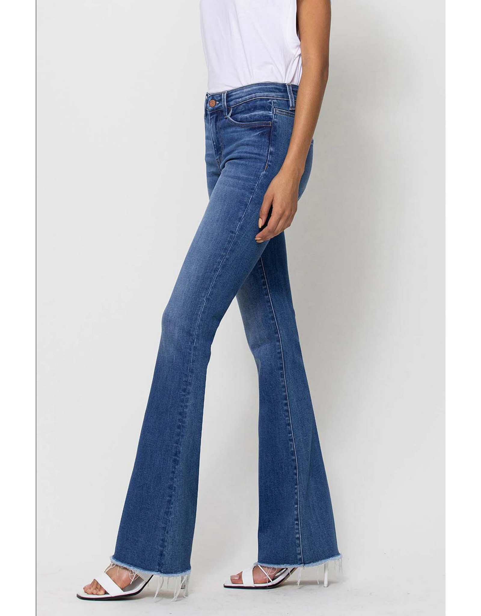 Mid Rise Mini Flare with Raw Hem Jeans from Vervet by Flying