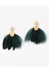 Blue Suede Jewels Art Deco Feather Earrings