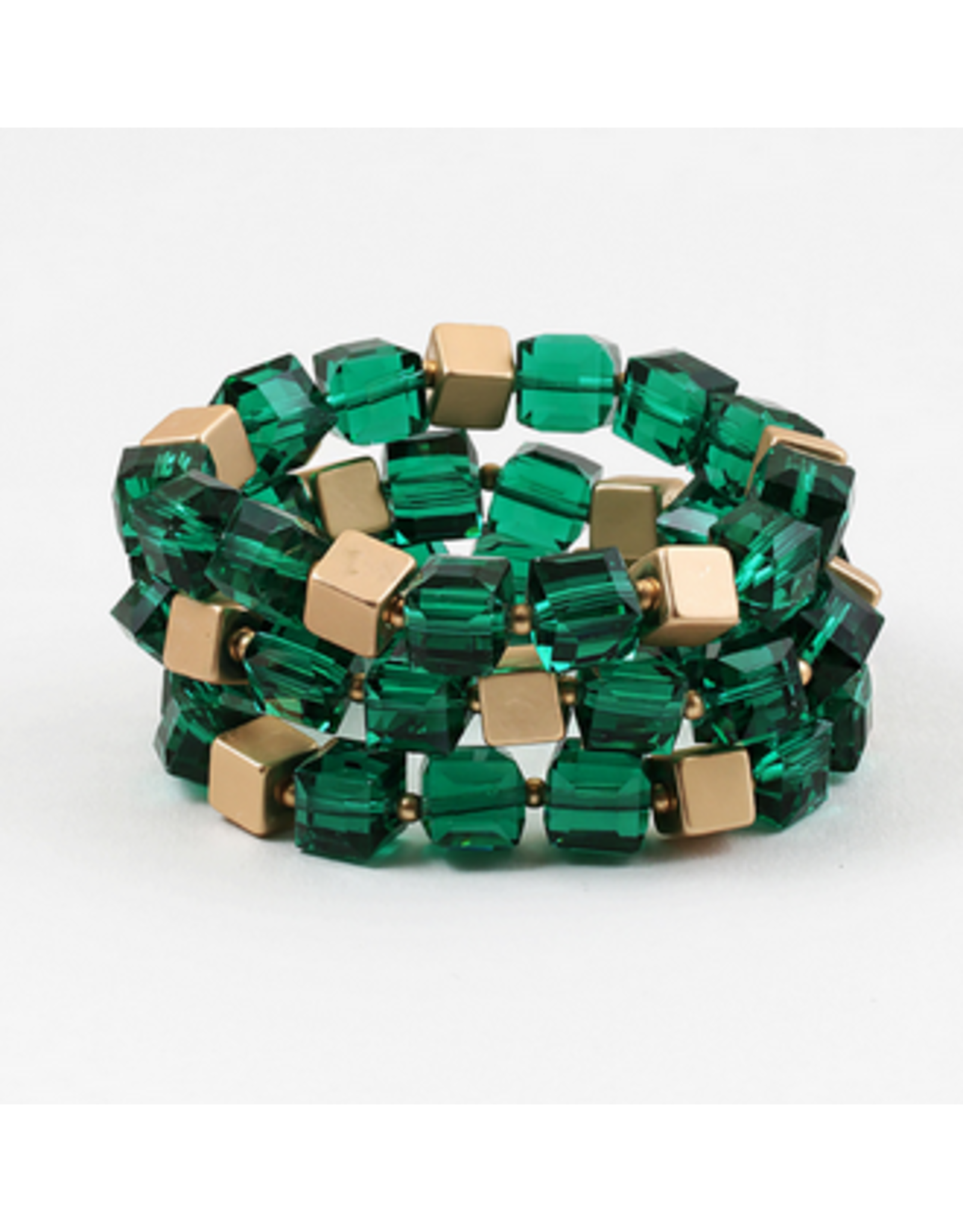 Blue Suede Jewels Green Crystal Stretch Bracelet Set