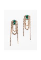 Blue Suede Jewels Emerald amd Crystal Rhinestone Earrings