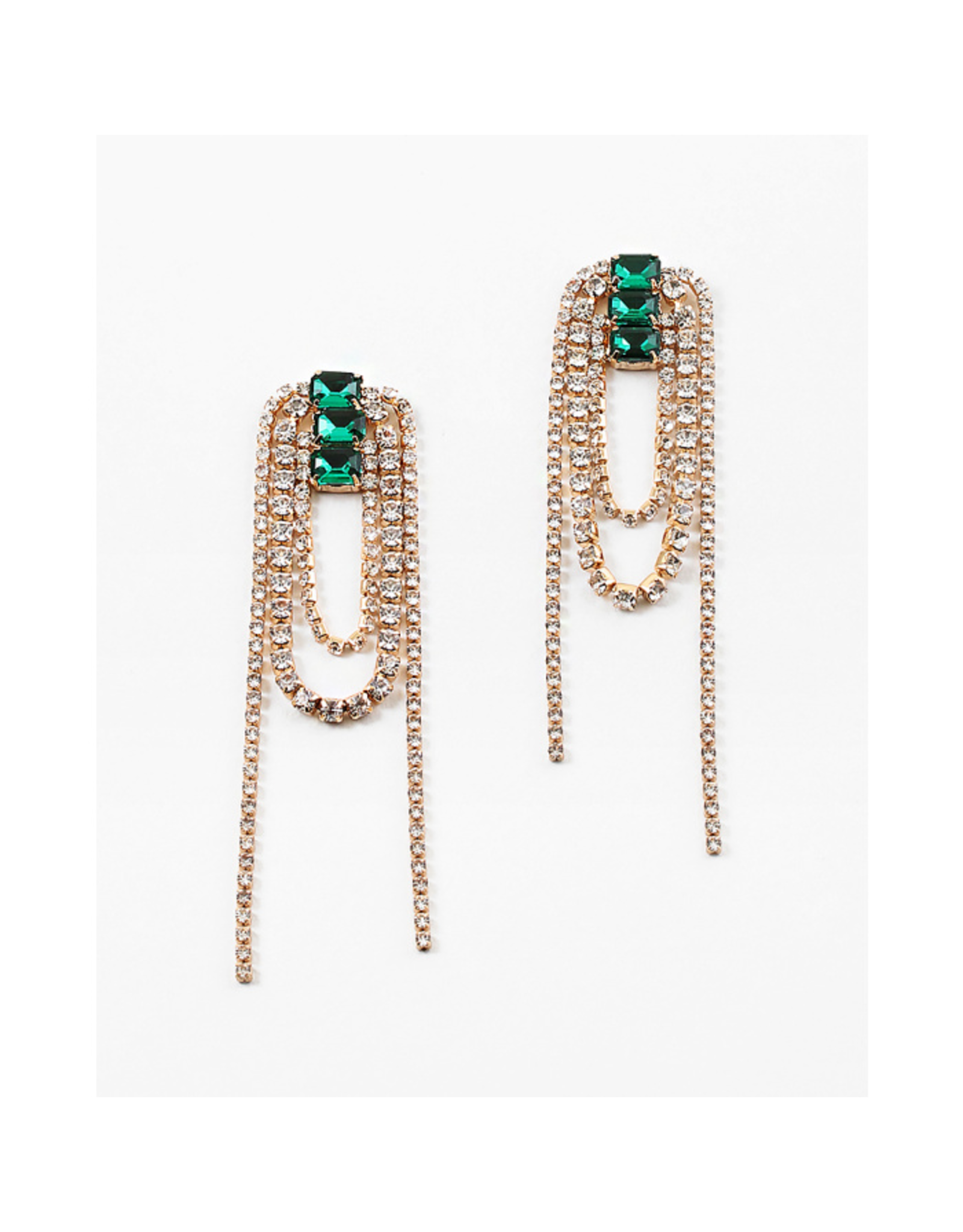 Blue Suede Jewels Emerald amd Crystal Rhinestone Earrings