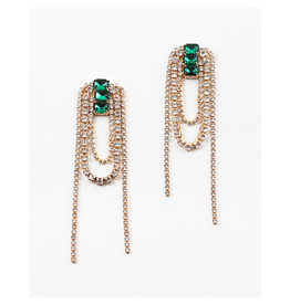 Blue Suede Jewels Emerald and Crystal Rhinestone Earrings