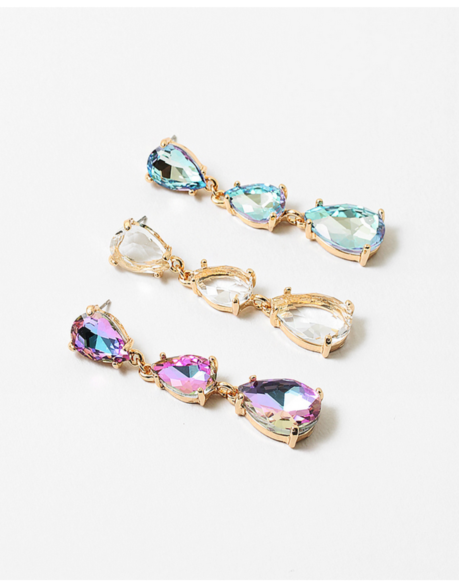 Blue Suede Jewels Crystal Teardrop Statement Earrings