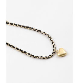 Blue Suede Jewels Faux Suede & Gold Puffed Heart Necklace