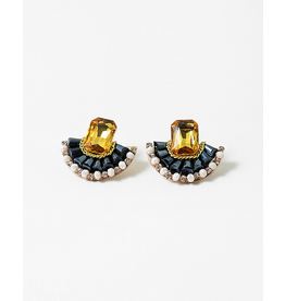 Blue Suede Jewels Champagne & Navy Statement Studs