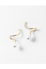 Blue Suede Jewels Twisted Gold & Pearl Earring