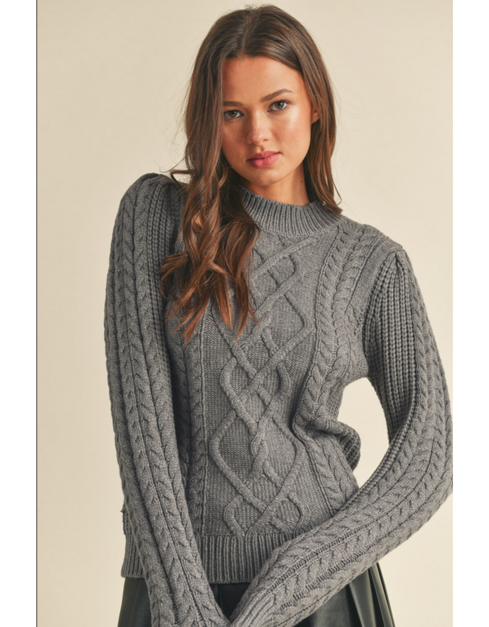 & Merci Mixed Cable Knit Sweater