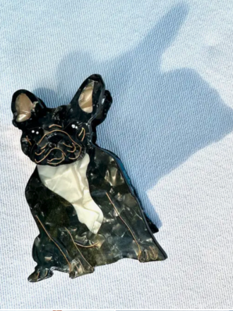 Solar Eclipse Hand-Painted Frenchie Dog Hair Clip