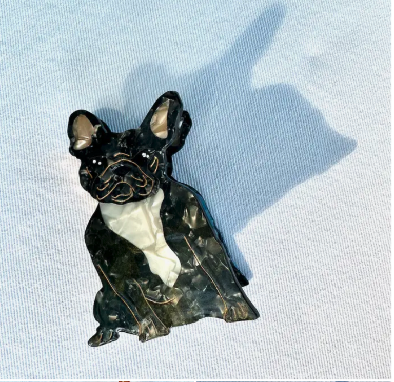 Solar Eclipse Hand-Painted Frenchie Dog Hair Clip