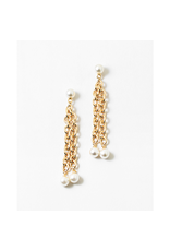 Blue Suede Jewels Gold Chain and Faux Pearl Earrings