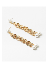 Blue Suede Jewels Gold Chain and Faux Pearl Earrings