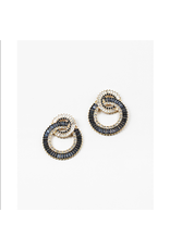 Blue Suede Jewels Navy and Clear Statement Circle Earrings