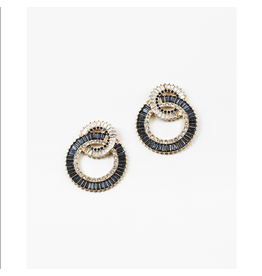 Blue Suede Jewels Navy and Clear Statement Circle Earrings