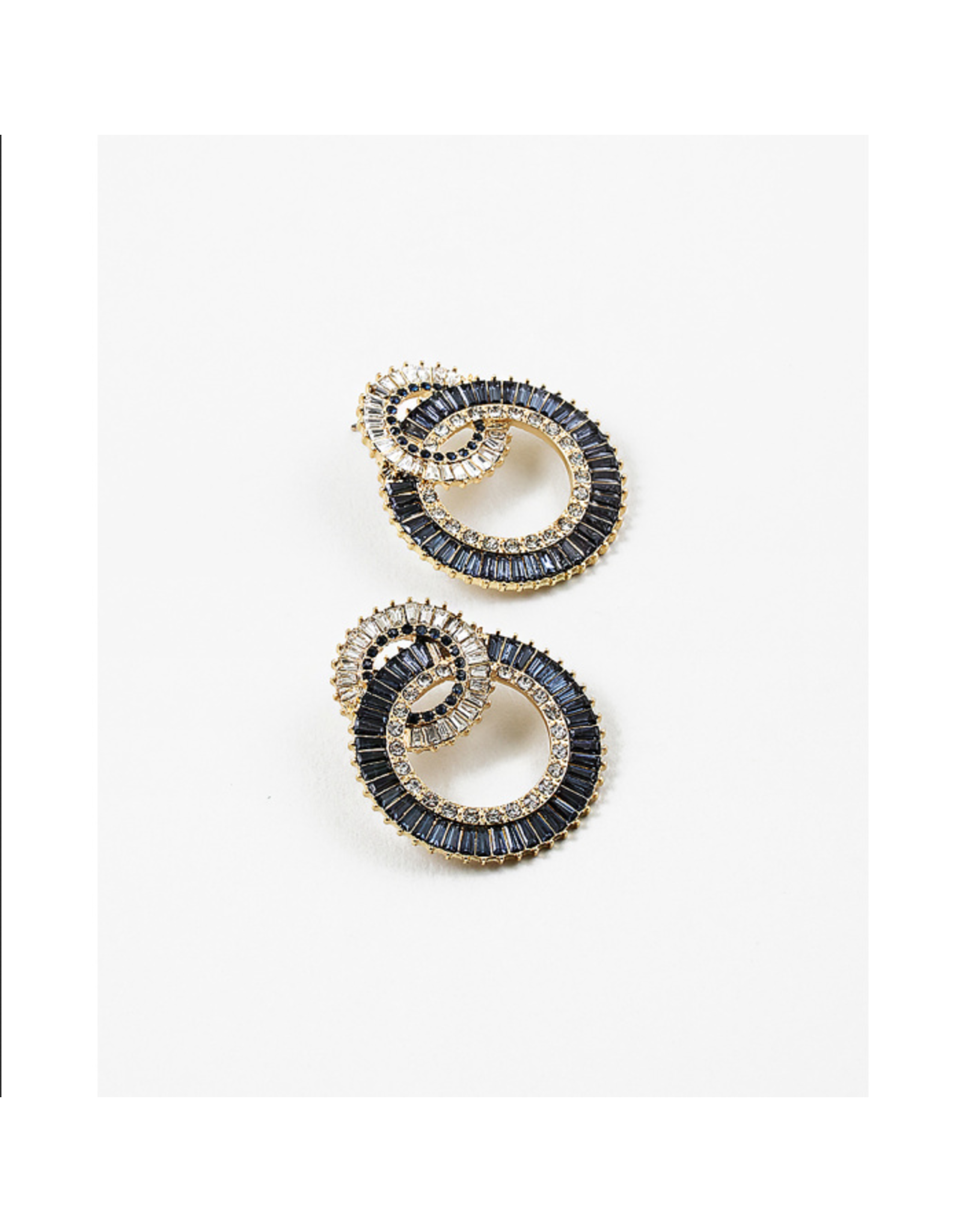 Blue Suede Jewels Navy and Clear Statement Circle Earrings