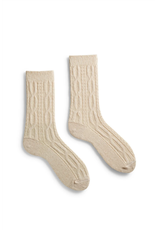 Lisa B Women's chunky cable wool cashmere crew socks
