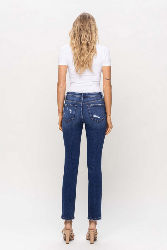 Flying Monkey Mid Rise Slim Straight Ankle Jeans