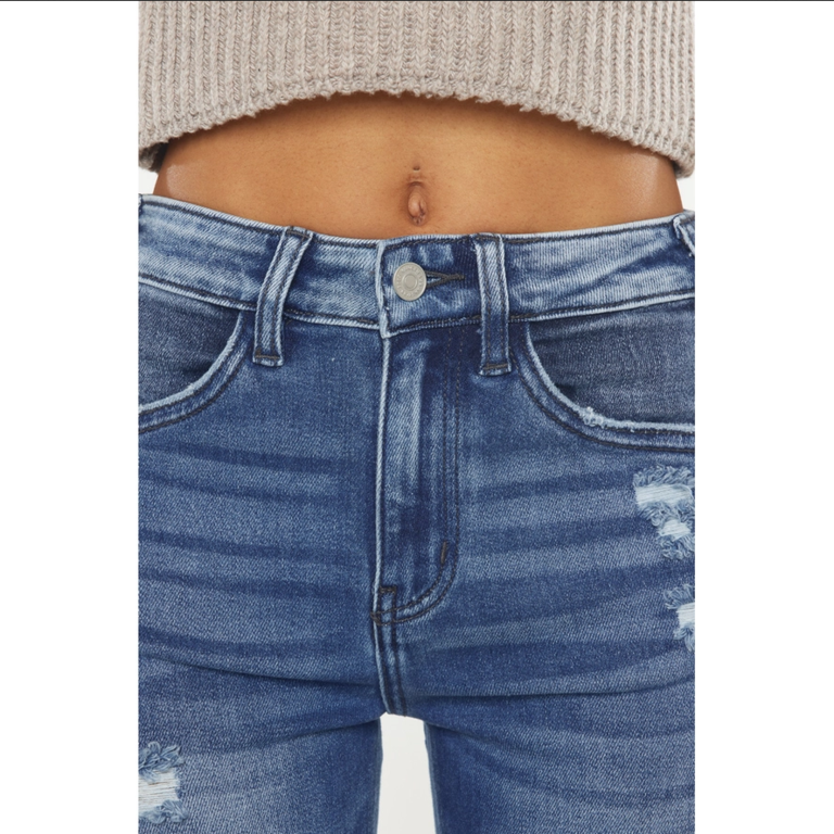 Kancan High Rise Flare Jeans with Side Detail